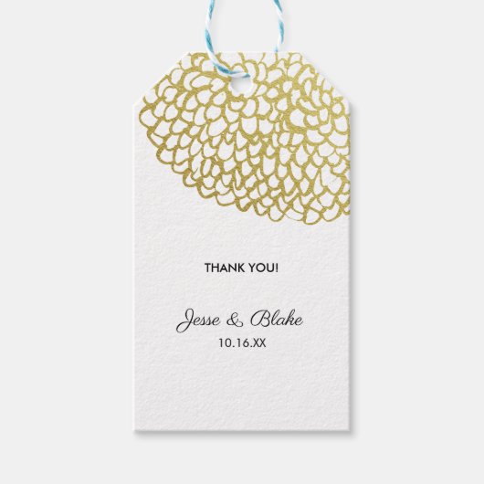 金ゴールド手描き花びらパタ結婚ーン ギフトタグ (正面)