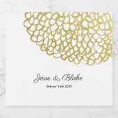 金ゴールド手描き花びらパタ結婚ーン スパークリングワインラベル (シングルラベル)