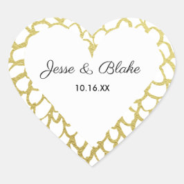 金ゴールド手描き花びらパタ結婚ーン ハートシール