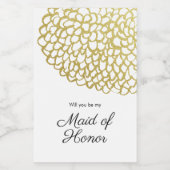 金ゴールド手描き花びらパタ結婚ーン フードラベル (シングルラベル)