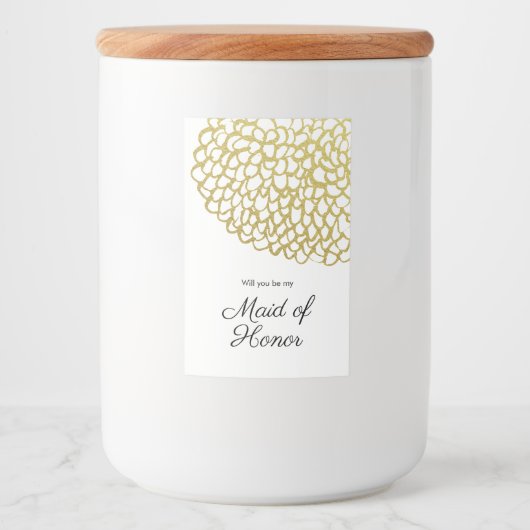 金ゴールド手描き花びらパタ結婚ーン フードラベル (正面)