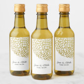 金ゴールド手描き花びらパタ結婚ーン ワインラベル (ボトル)