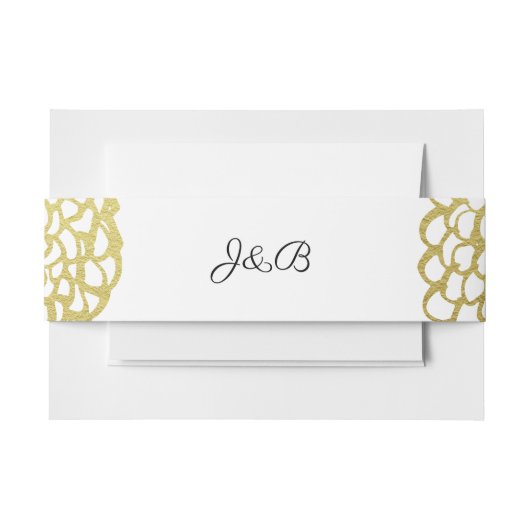 金ゴールド手描き花びらパタ結婚ーン 招待状ベリーバンド (正面例)