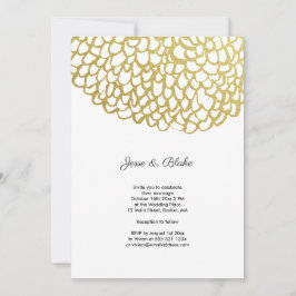 金ゴールド手描き花びらパタ結婚ーン 招待状