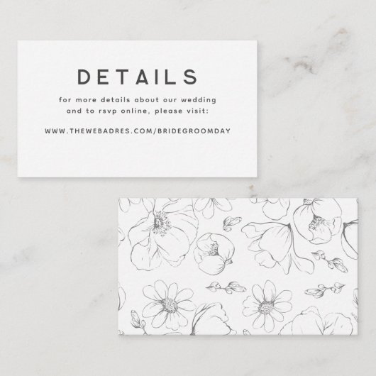 金ゴールド手描き野結婚花詳細 エンクロージャーカード (正面/裏面)