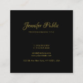 金ゴールド手書きスクリプエレガントト黒プロフェッショナル スクエア名刺 (正面)