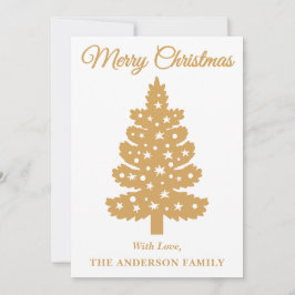 金ゴールド手書きスクリプトクリスマスツリー シーズンカード
