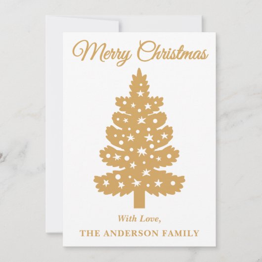 金ゴールド手書きスクリプトクリスマスツリー シーズンカード (正面)