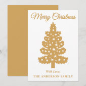 金ゴールド手書きスクリプトクリスマスツリー シーズンカード (正面/裏面)