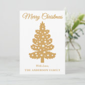 金ゴールド手書きスクリプトクリスマスツリー シーズンカード (スタンド正面)