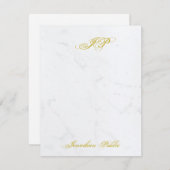 金ゴールド手書きスクリプトモノグラム大理石テンプレート ノートカード (正面/裏面)