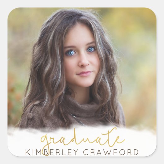 金ゴールド手書きスクリプト大学院 スクエアシール (正面)