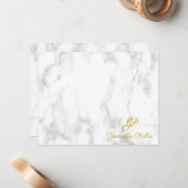 金ゴールド手書きスクリプト文字大理石テンプレート ノートカード (正面/裏面インサイチュ)