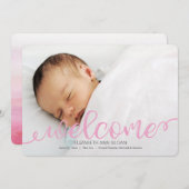 金ゴールド手書きベビー誕生写真のお知らせ 案内状 (正面/裏面)