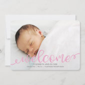 金ゴールド手書きベビー誕生写真のお知らせ 案内状 (正面)