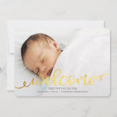 金ゴールド手書きベビー誕生写真のお知らせ 案内状 (正面)