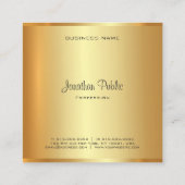 金ゴールド手書きモダンスクリプモノグラムのト スクエア名刺 (裏面)