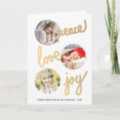 金ゴールド手書き休日3フォトコラージュカード シーズンカード (正面)