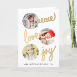 金ゴールド手書き休日3フォトコラージュカード シーズンカード