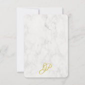 金ゴールド手書き名エレガント大理石テンプレート ノートカード (裏面)