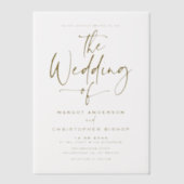 金ゴールド手書き書結婚道 ベラム紙招待状 (正面)