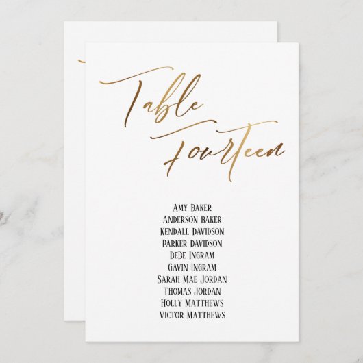 金ゴールド手書き表14席表 (正面/裏面)