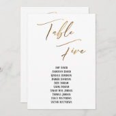 金ゴールド手書き表5座席表カード (正面/裏面)