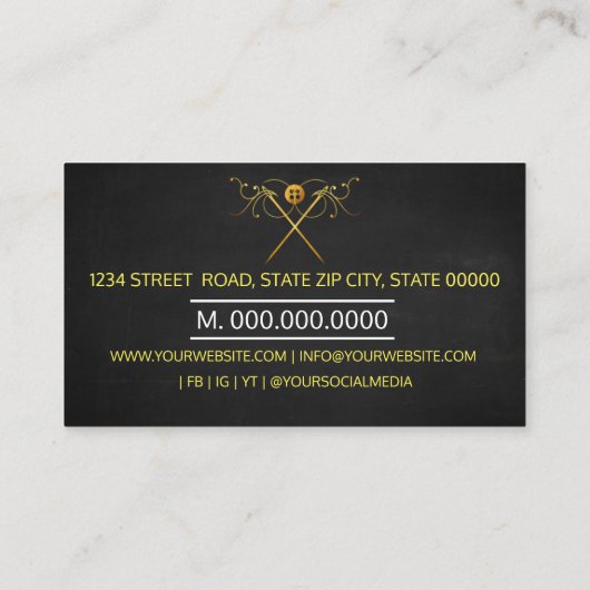 金ゴールド手縫いドレスメーカー 名刺 (裏面)