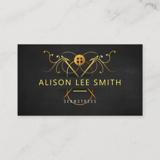金ゴールド手縫いドレスメーカー 名刺 (正面)