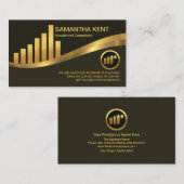 金ゴールド投資の上昇傾向共有グラフWave財務 名刺 (正面/裏面)