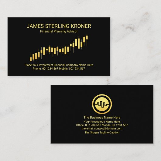金ゴールド投資増加傾向グラフ 名刺 (正面/裏面)