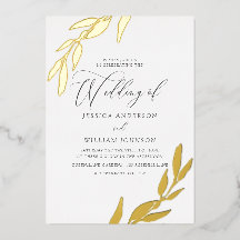 金ゴールド押されたホイルの葉の最高にエレガントな結婚式
