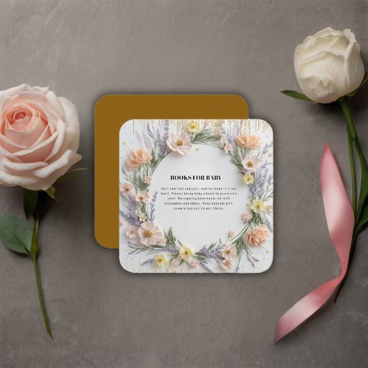 金ゴールド押しワイルドフラワーの開花ベビーシャワー エンクロージャーカード