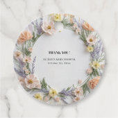 金ゴールド押しワイルドフラワーの開花ベビーシャワー フェイバータグ (正面)