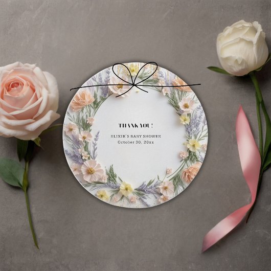 金ゴールド押しワイルドフラワーの開花ベビーシャワー フェイバータグ