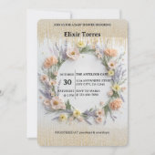 金ゴールド押しワイルドフラワーの開花ベビーシャワー 招待状 (正面)