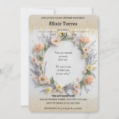 金ゴールド押しワイルドフラワーの開花ベビーシャワー 招待状 (正面)