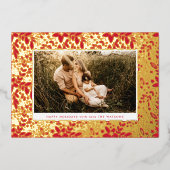 金ゴールド押し植物性フローラフレーム写真幸せ 箔シーズンカード (正面)