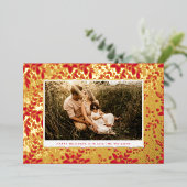 金ゴールド押し植物性フローラフレーム写真幸せ 箔シーズンカード (立ち正面)