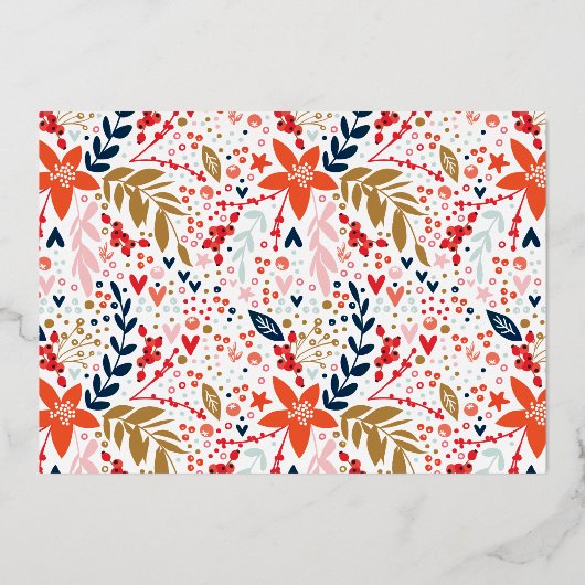 金ゴールド押し植物性フローラフレーム写真幸せ 箔シーズンカード (裏面)