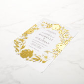 金ゴールド押し花リース結婚ズ 箔招待状 (回転した状態)