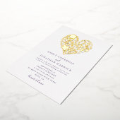 金ゴールド押し花植物性ハート結婚ズ 箔招待状 (回転した状態)