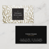 金ゴールド抽象芸術の作家とライター用の文字 名刺 (正面/裏面)