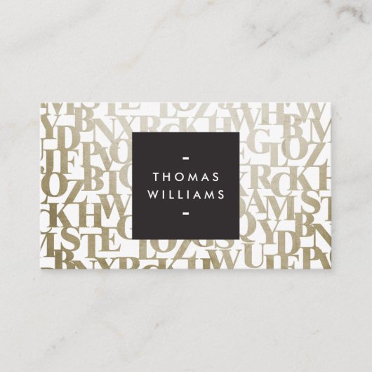 金ゴールド抽象芸術の作家とライター用の文字 名刺 (正面)