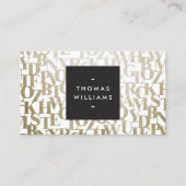 金ゴールド抽象芸術の作家とライター用の文字 名刺 (正面)