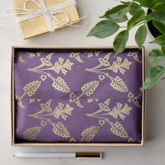 金ゴールド抽象芸術の花の紫の切り離 薄葉紙 (ギフト)