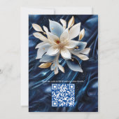 金ゴールド抽象芸術の花Simmery Blue Silk 招待状 (裏面)