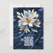 金ゴールド抽象芸術の花Simmery Blue Silk 招待状 (裏面)