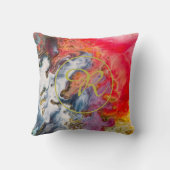 金ゴールド抽象芸術アートレッド、バイオレットイエローブルーモノグラム クッション (裏面)