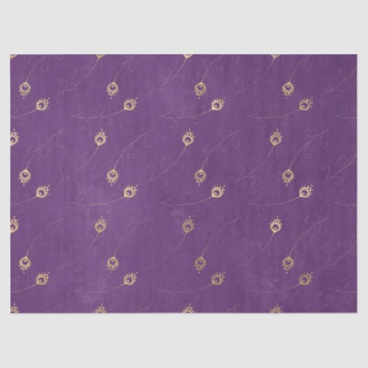 金ゴールド抽象芸術クジャクの羽の紫 薄葉紙 (正面)